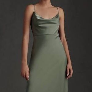 NWT! BHLDN Cali Satin Cowl-Neck Midi Slip Dress